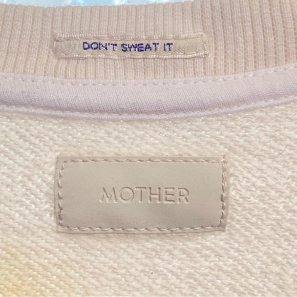 MOTHER cream red blue THE SQUARE OUT OF YOUR LEAGUE LA round neck SWEATSHIRT - Picture 10 of 11